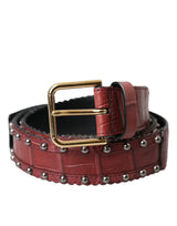 Dolce & Gabbana Ceinture en Cuir d'Alligator Marron avec Boucle Métallique