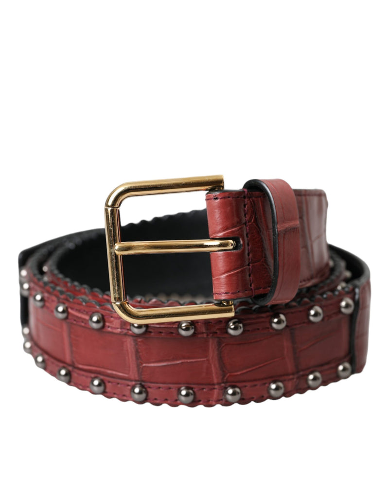 Dolce & Gabbana Ceinture en Cuir d'Alligator Marron avec Boucle Métallique