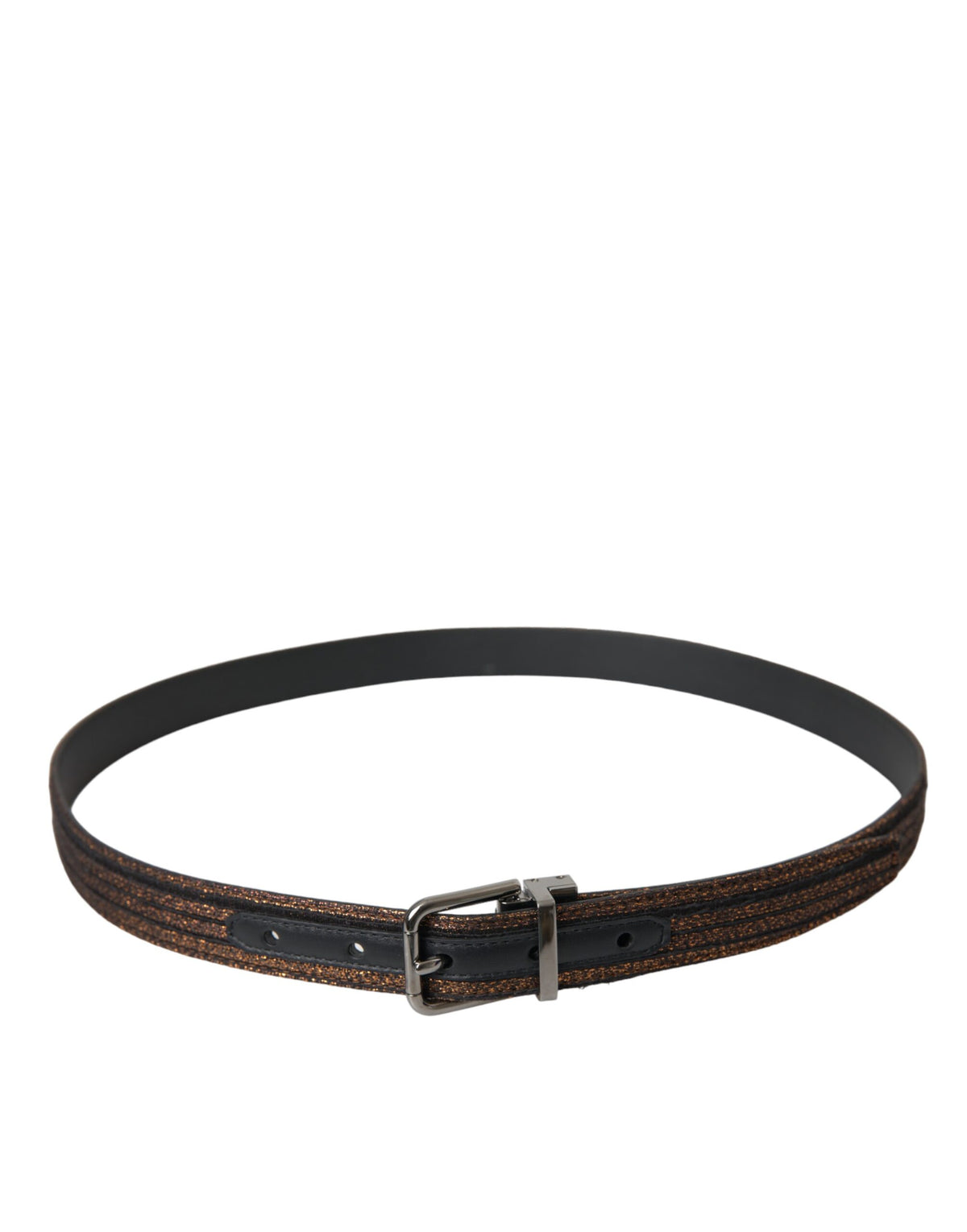Ceinture Dolce & Gabbana en Jacquard Doré avec Boucle Métallique Argentée