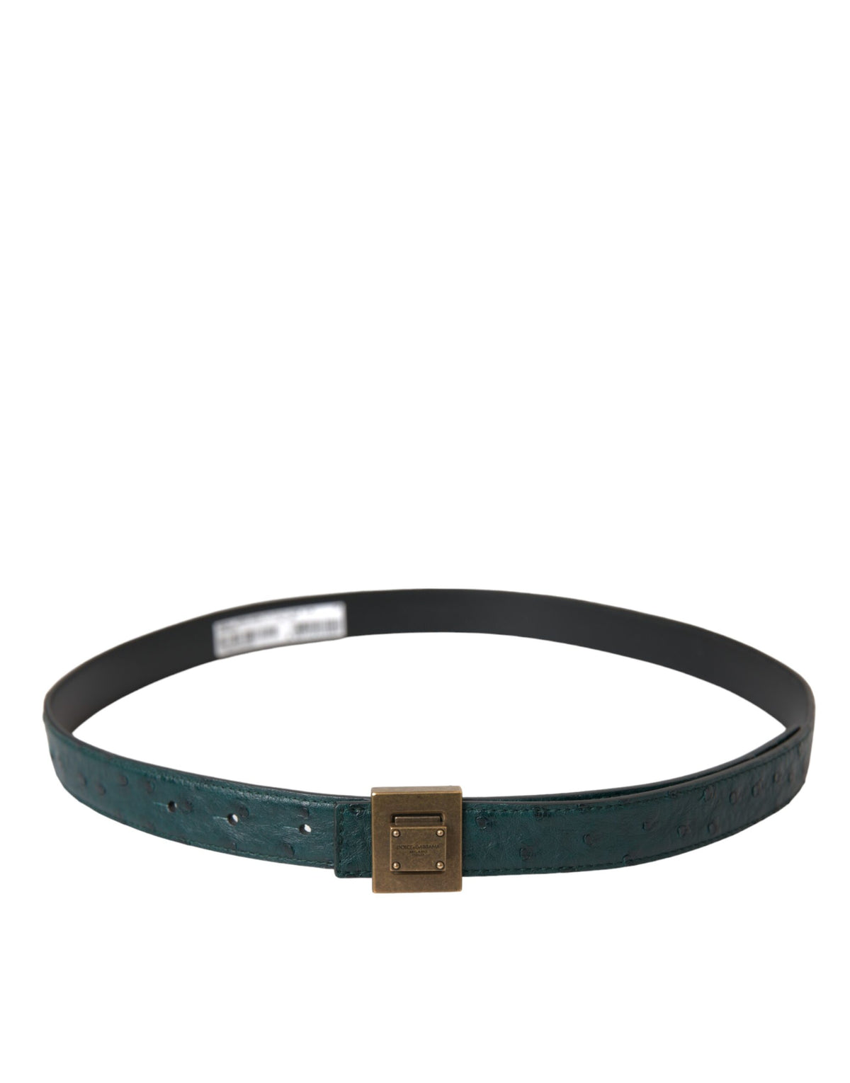 Dolce & Gabbana Ceinture en Cuir Vert Foncé avec Boucle Métallique