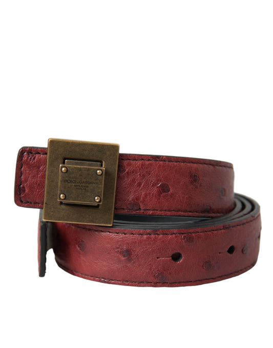Dolce & Gabbana bruine leren vierkante metalen gesp riem