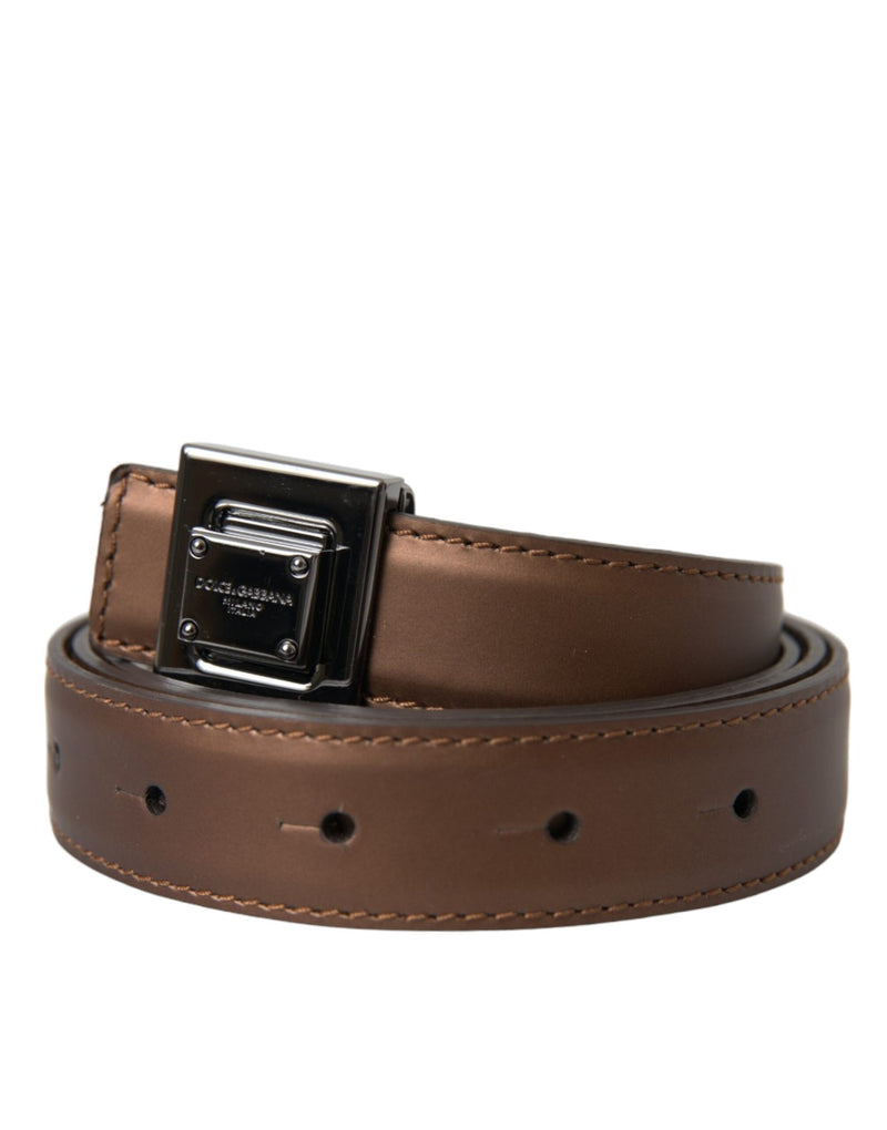 Dolce & Gabbana Ceinture en Cuir Bronze avec Boucle Métallique Carrée