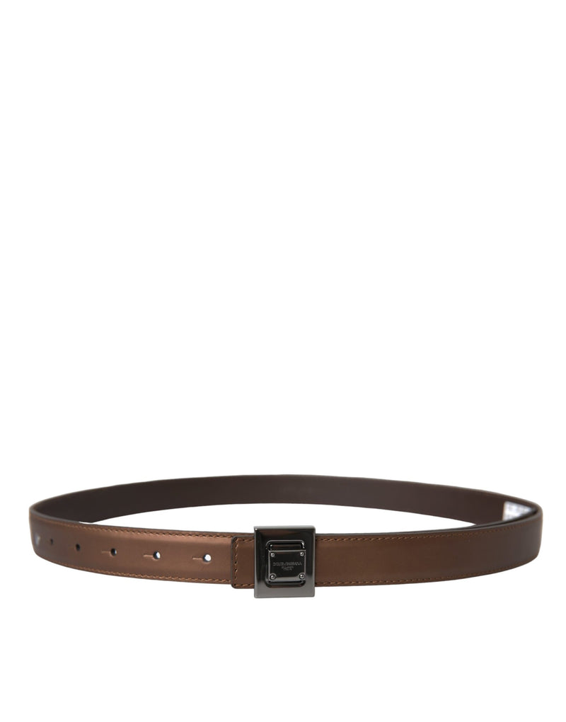 Dolce & Gabbana Ceinture en Cuir Bronze avec Boucle Métallique Carrée