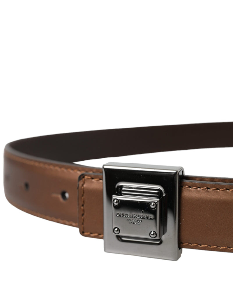 Dolce & Gabbana Ceinture en Cuir Bronze avec Boucle Métallique Carrée