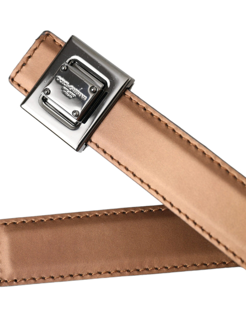 Dolce & Gabbana Ceinture en Cuir Bronze avec Boucle Métallique Carrée