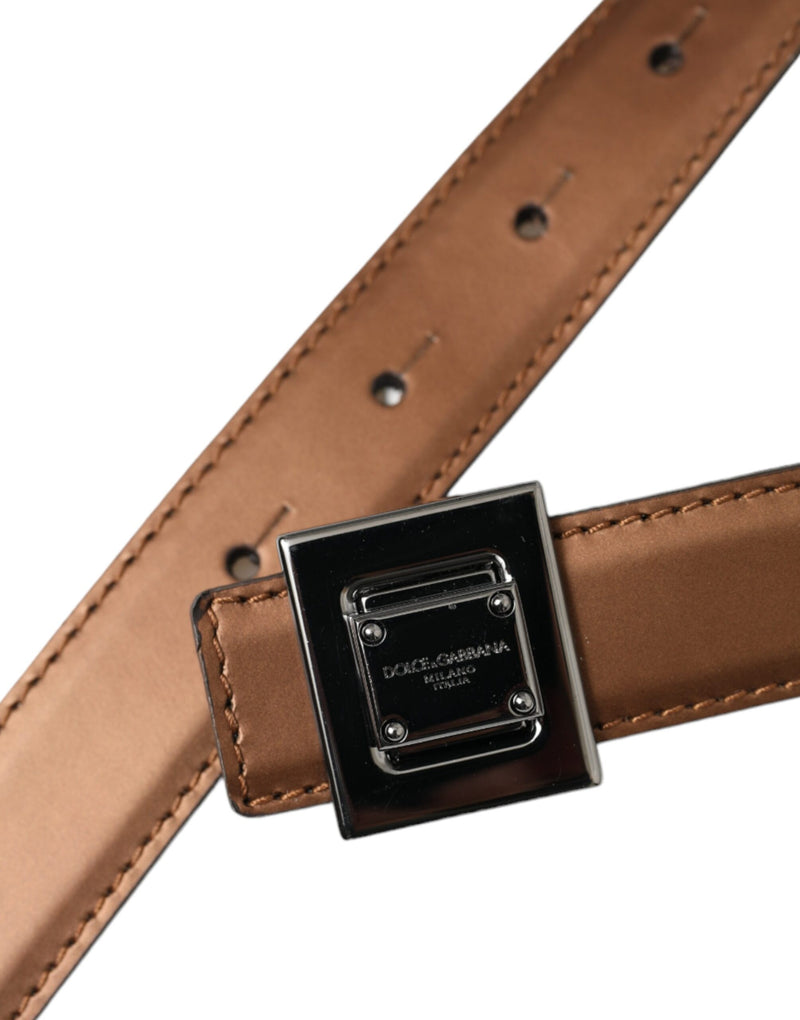Dolce & Gabbana Ceinture en Cuir Bronze avec Boucle Métallique Carrée