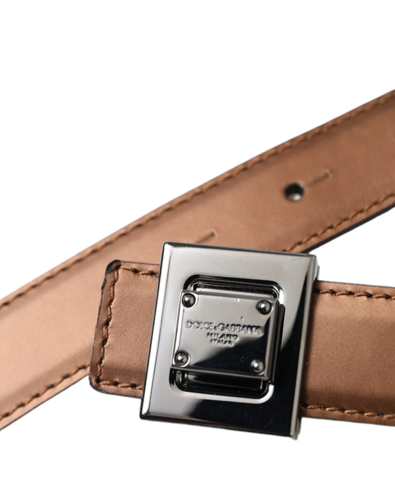 Dolce & Gabbana Ceinture en Cuir Bronze avec Boucle Métallique Carrée