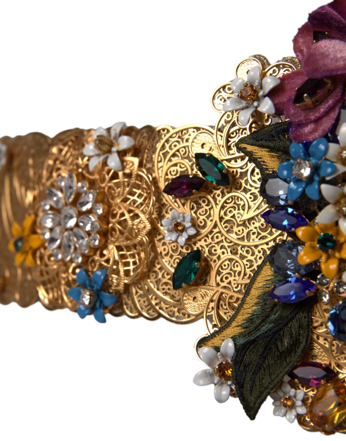 Ceinture Large à Taille Élevée Multicolore en Cristal Dolce & Gabbana