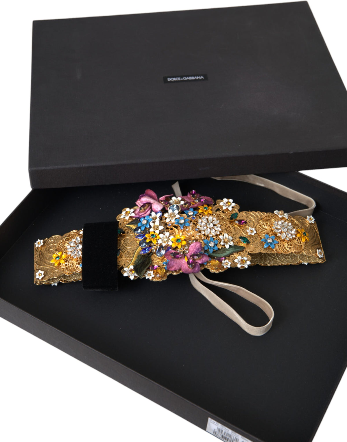 Ceinture Large à Taille Élevée Multicolore en Cristal Dolce & Gabbana