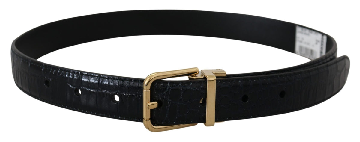 Dolce & Gabbana Ceinture en Cuir Exotique Noir avec Boucle en Métal Doré