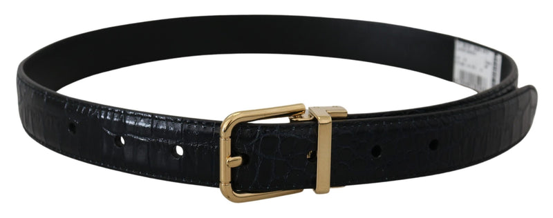Dolce & Gabbana Ceinture en Cuir Exotique Noir avec Boucle en Métal Doré