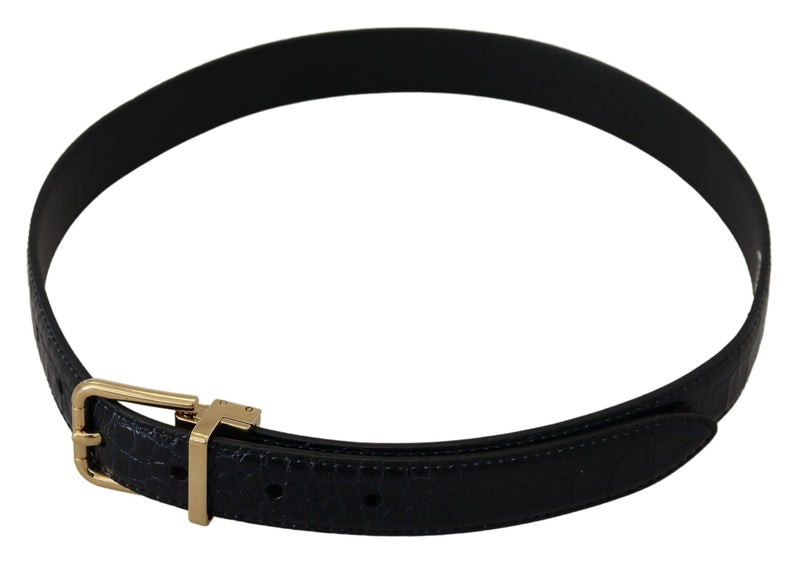 Dolce & Gabbana Ceinture en Cuir Exotique Noir avec Boucle en Métal Doré