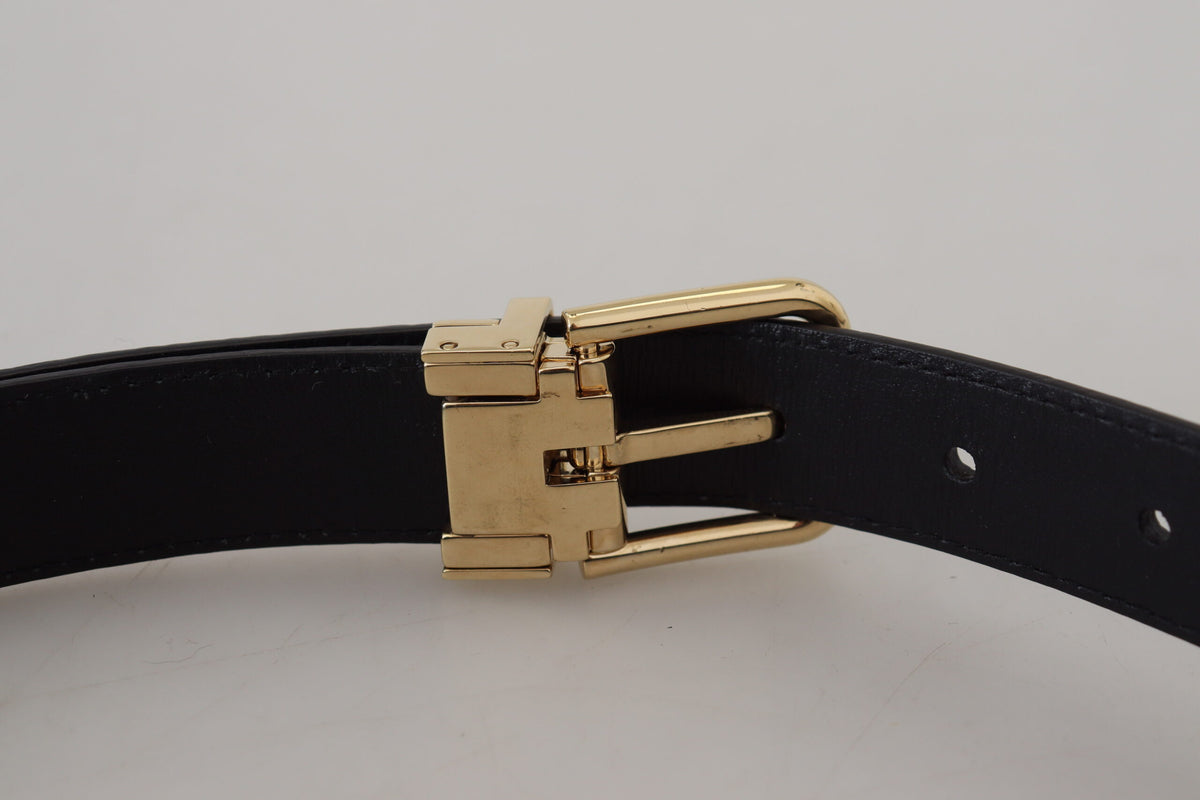 Dolce & Gabbana Ceinture en Cuir Exotique Noir avec Boucle en Métal Doré