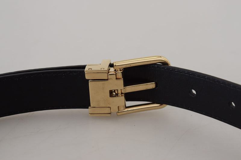 Dolce & Gabbana Ceinture en Cuir Exotique Noir avec Boucle en Métal Doré