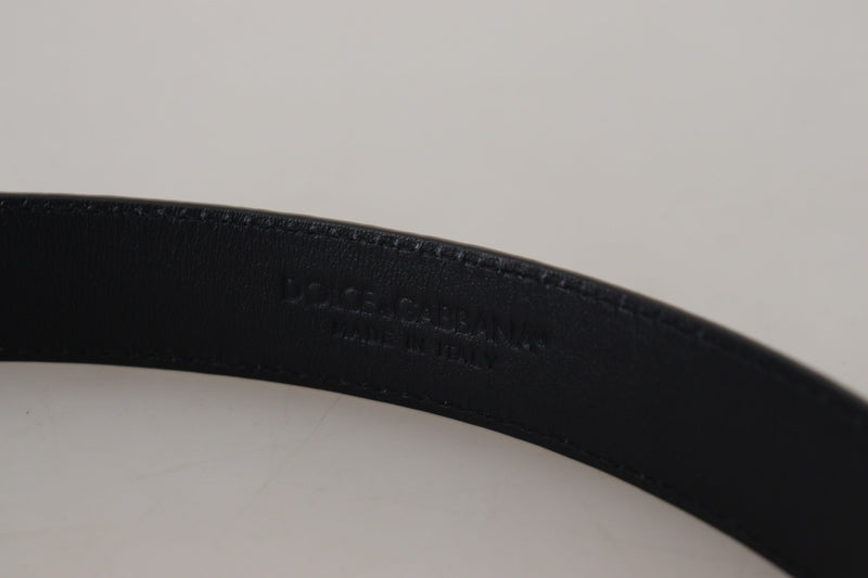Dolce & Gabbana Ceinture en Cuir Exotique Noir avec Boucle en Métal Doré