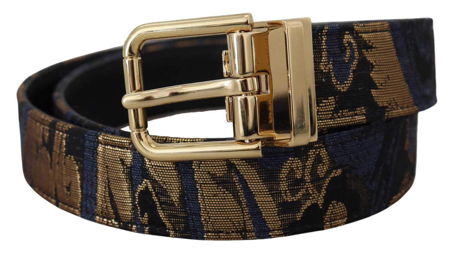 Dolce & Gabbana Multicolor Jacquard Leren Logo Gesp Riem