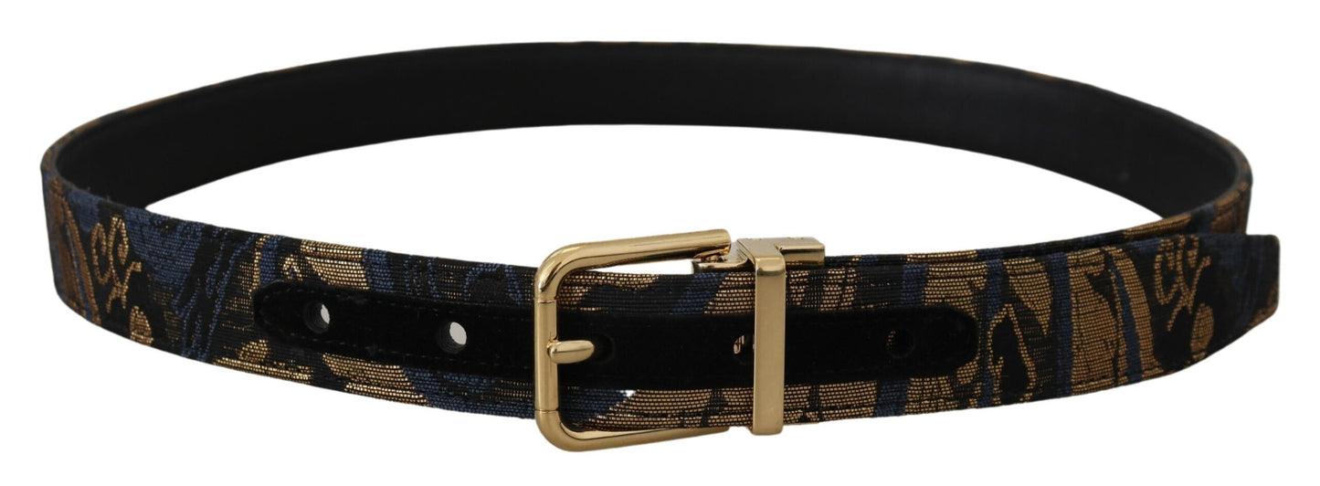 Dolce & Gabbana Multicolor Jacquard Leren Logo Gesp Riem