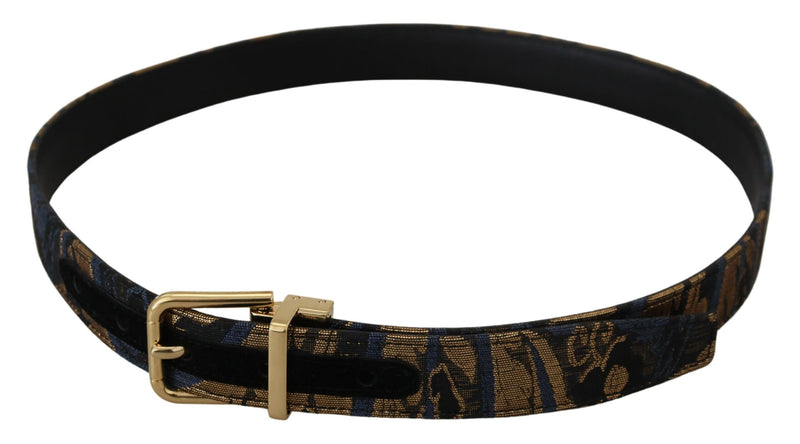 Dolce & Gabbana Ceinture en Cuir Jacquard Multicolore avec Boucle Logo