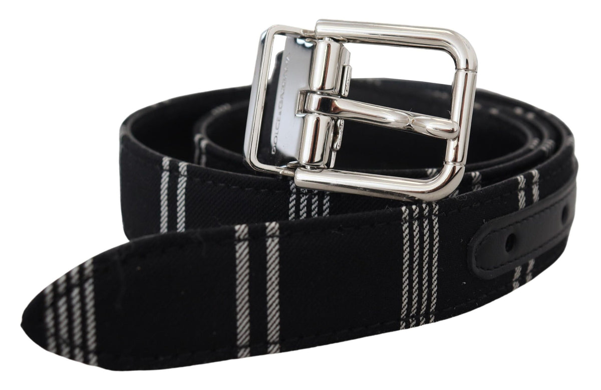 Ceinture en Coton Noir et Blanc Dolce & Gabbana avec Boucle Métallique
