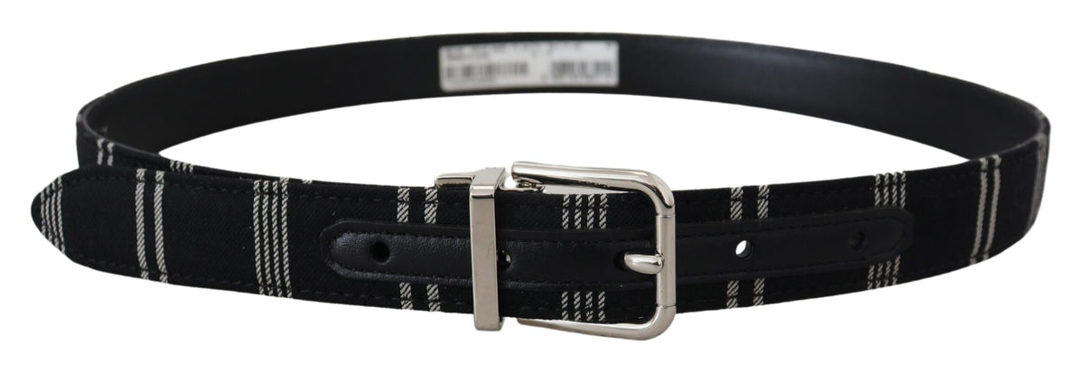 Ceinture en Coton Noir et Blanc Dolce & Gabbana avec Boucle Métallique