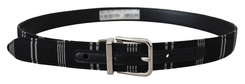 Ceinture en Coton Noir et Blanc Dolce & Gabbana avec Boucle Métallique
