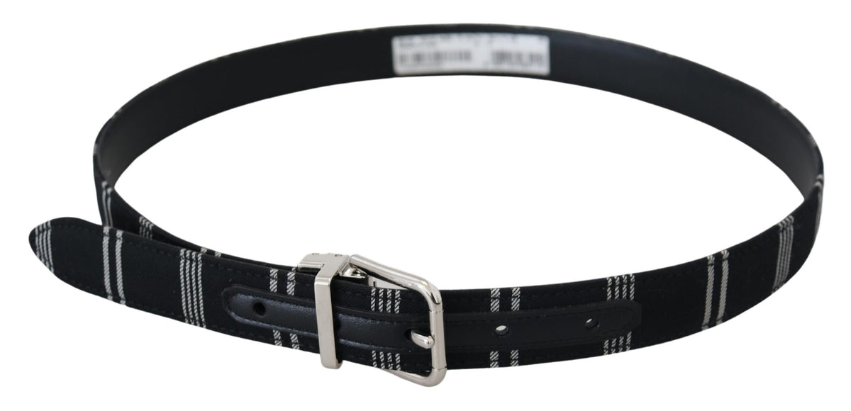 Ceinture en Coton Noir et Blanc Dolce & Gabbana avec Boucle Métallique