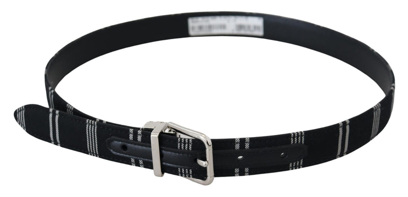Ceinture en Coton Noir et Blanc Dolce & Gabbana avec Boucle Métallique