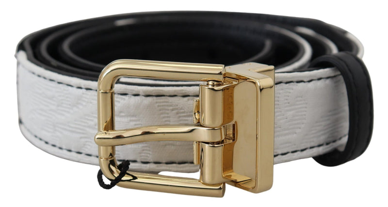 Dolce & Gabbana Ceinture Patchwork Noir Blanc avec Boucle en Métal Doré
