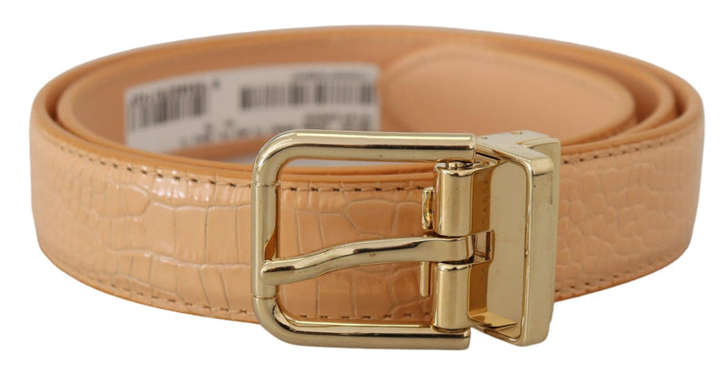 Dolce & Gabbana Ceinture en Cuir Exotique Beige avec Boucle Dorée