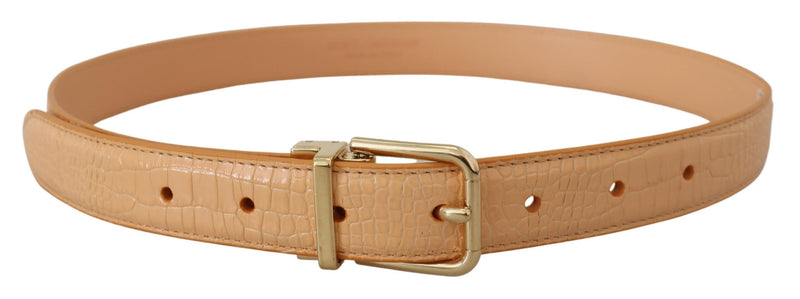 Dolce & Gabbana Ceinture en Cuir Exotique Beige avec Boucle Dorée