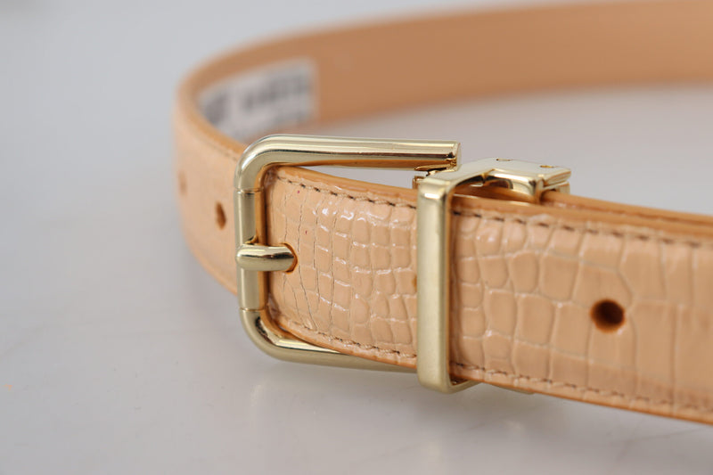 Dolce & Gabbana Ceinture en Cuir Exotique Beige avec Boucle Dorée