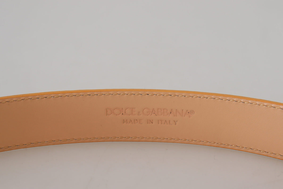Dolce & Gabbana Ceinture en Cuir Exotique Beige avec Boucle Dorée