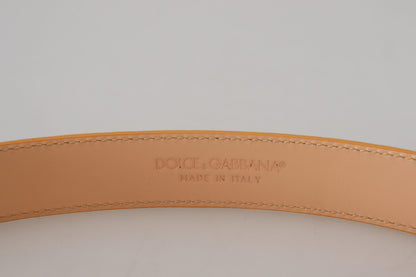 Ceinture Dolce & Gabbana en cuir exotique beige avec boucle en métal doré