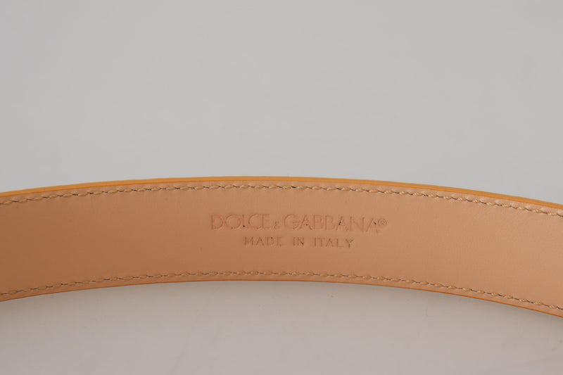 Dolce & Gabbana Ceinture en Cuir Exotique Beige avec Boucle Dorée