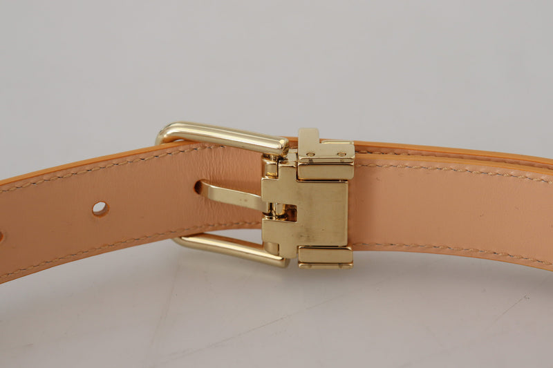 Dolce & Gabbana Ceinture en Cuir Exotique Beige avec Boucle Dorée