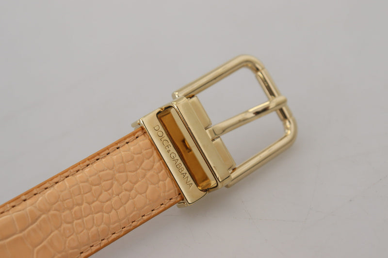 Dolce & Gabbana Ceinture en Cuir Exotique Beige avec Boucle Dorée