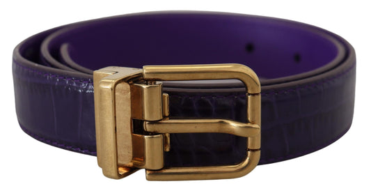 Dolce & Gabbana paarse exotische leren riem met gouden metalen gesp