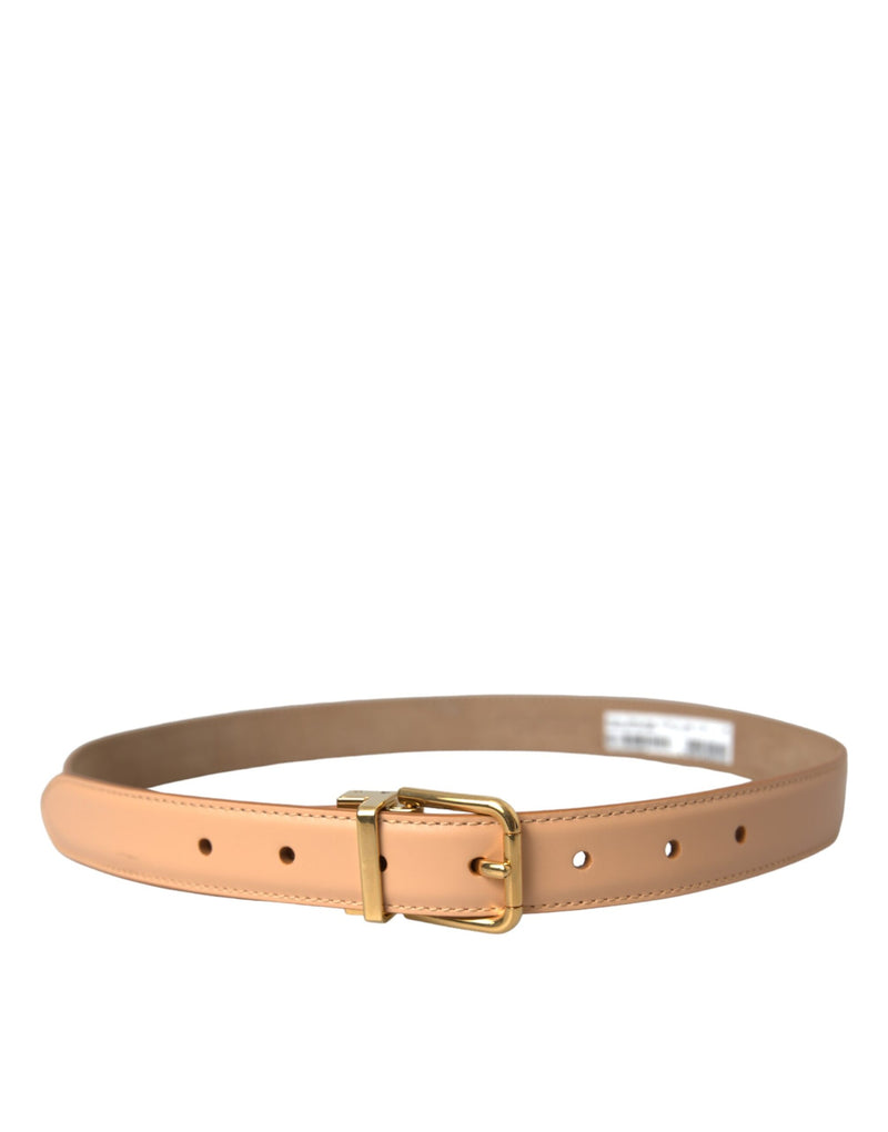 Ceinture en cuir de veau beige Dolce & Gabbana avec boucle en métal doré
