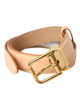 Ceinture en cuir de veau beige Dolce & Gabbana avec boucle en métal doré