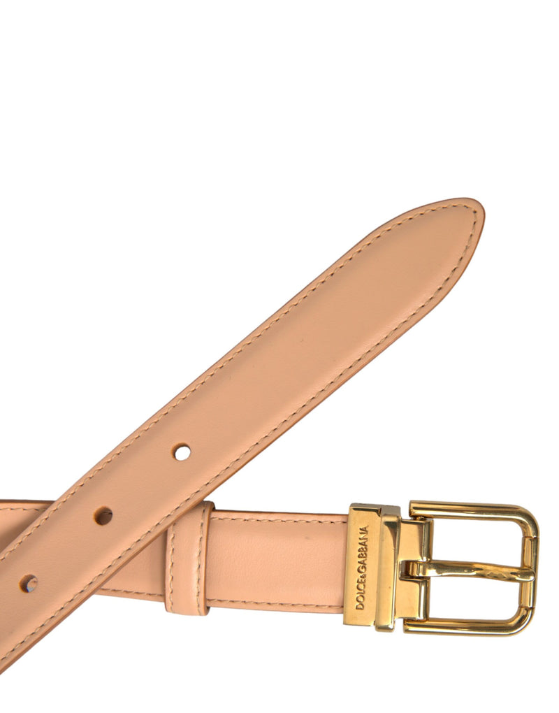 Ceinture en cuir de veau beige Dolce & Gabbana avec boucle en métal doré