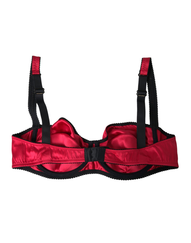 Dolce & Gabbana Bordeaux Silk Stretch Balconcino Bra