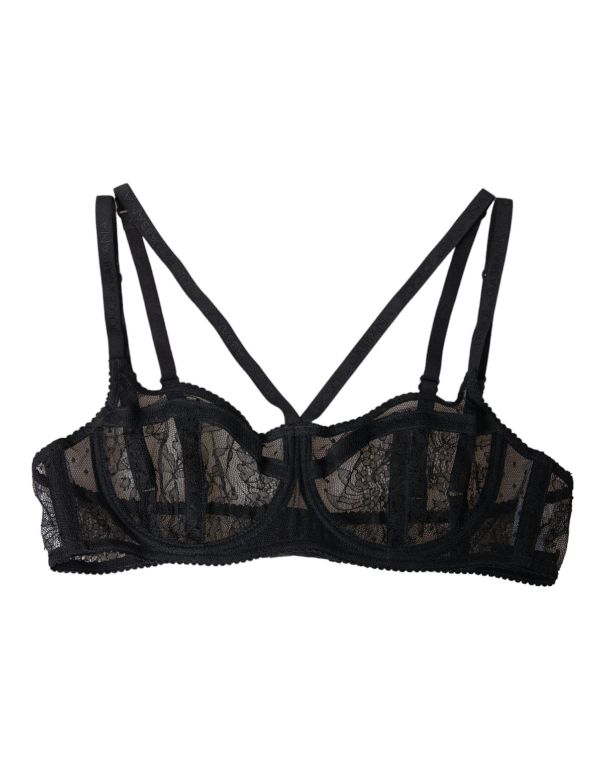 Dolce & Gabbana Black Floral Lace Balconcino Bra for Women