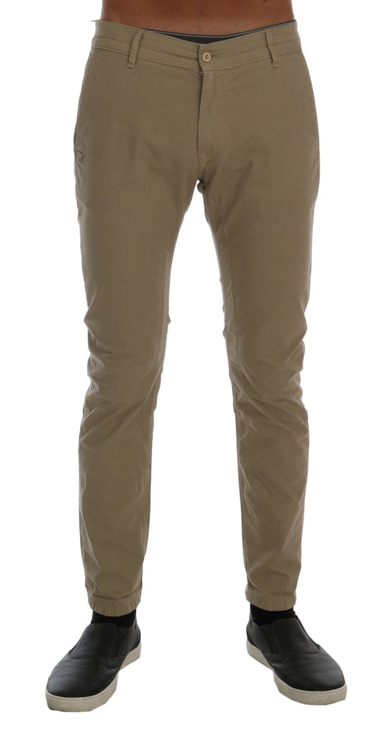 Chinos slim fit en coton extensible beige de Daniele Alessandrini