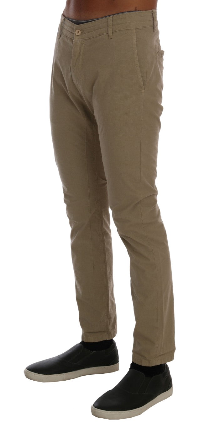 Chinos slim fit en coton extensible beige de Daniele Alessandrini