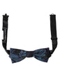 Nœud papillon ajustable Dolce & Gabbana en brocart noir et bleu pour homme