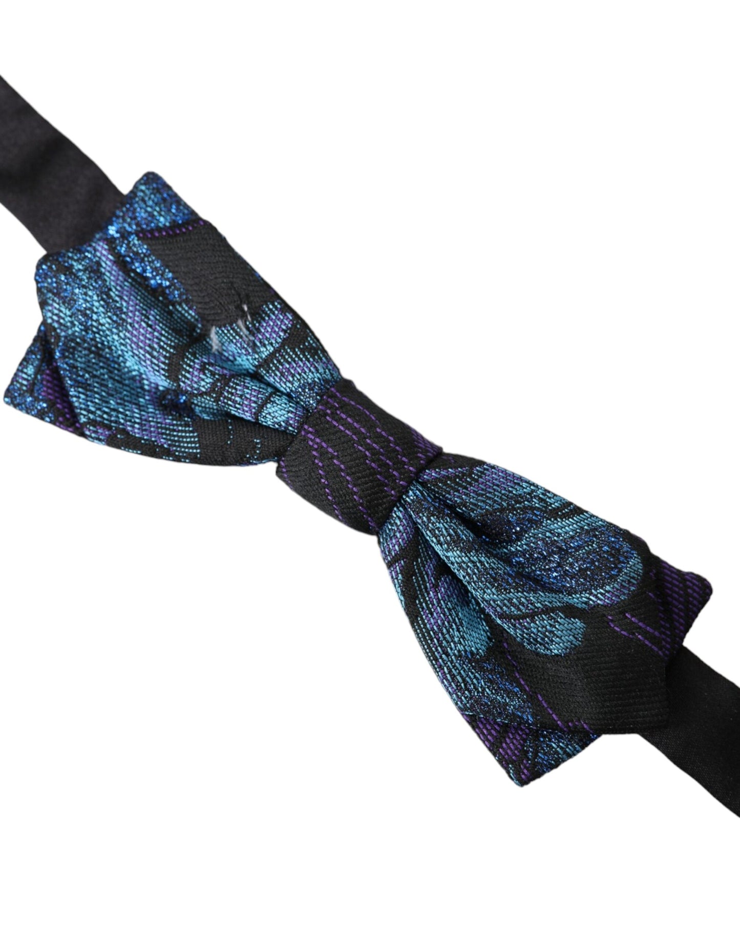 Nœud papillon ajustable Dolce & Gabbana en brocart noir et bleu pour homme