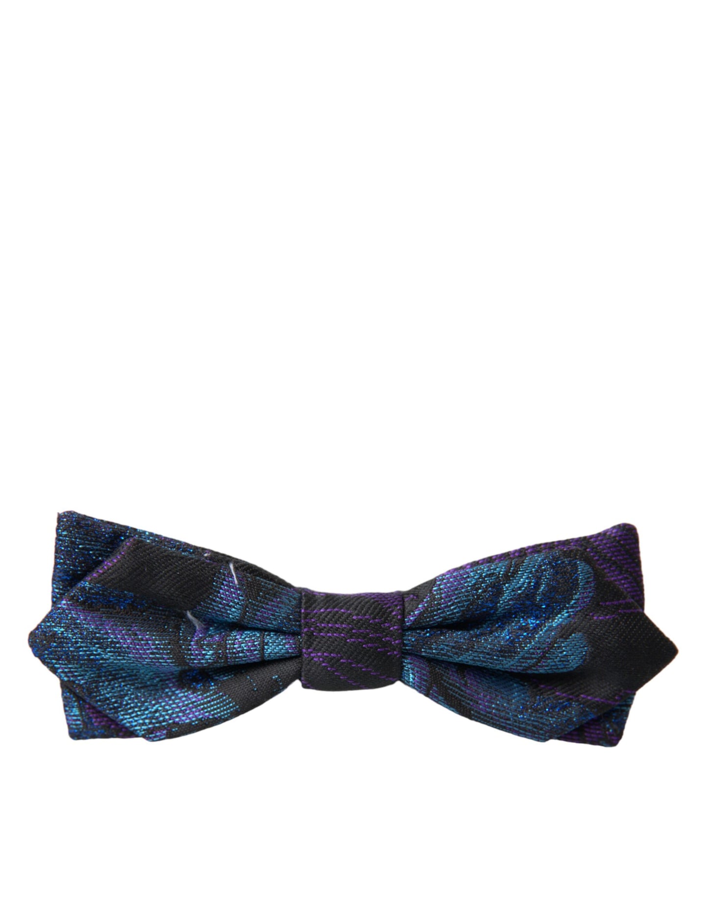 Nœud papillon ajustable Dolce & Gabbana en brocart noir et bleu pour homme