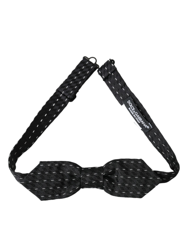 Nœud papillon homme en soie surpiqué noir et blanc Dolce &amp; Gabbana