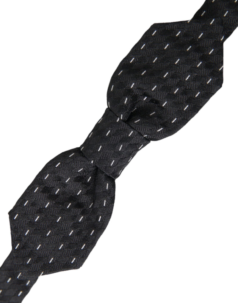 Nœud papillon homme en soie surpiqué noir et blanc Dolce &amp; Gabbana