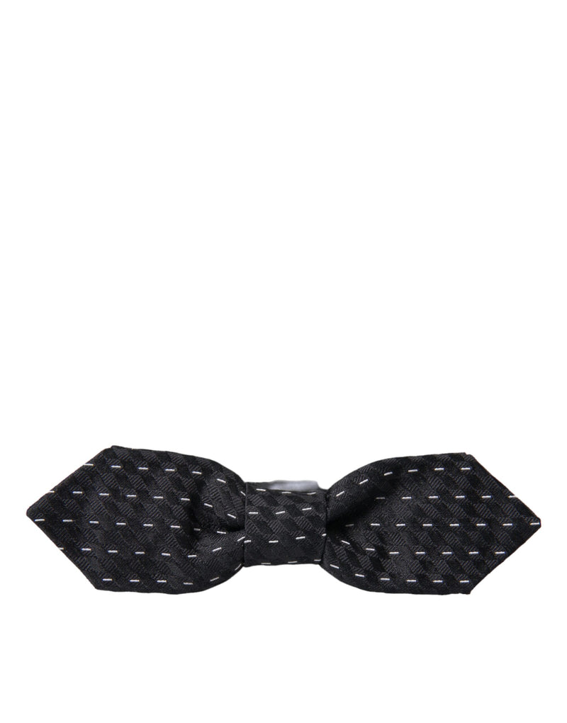 Nœud papillon homme en soie surpiqué noir et blanc Dolce &amp; Gabbana